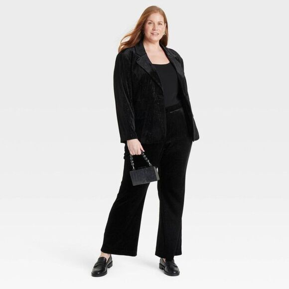 Ava & Viv - Women's Velvet Blazer - Ava & Viv Metallic Black P Black - Picture 3 of 3